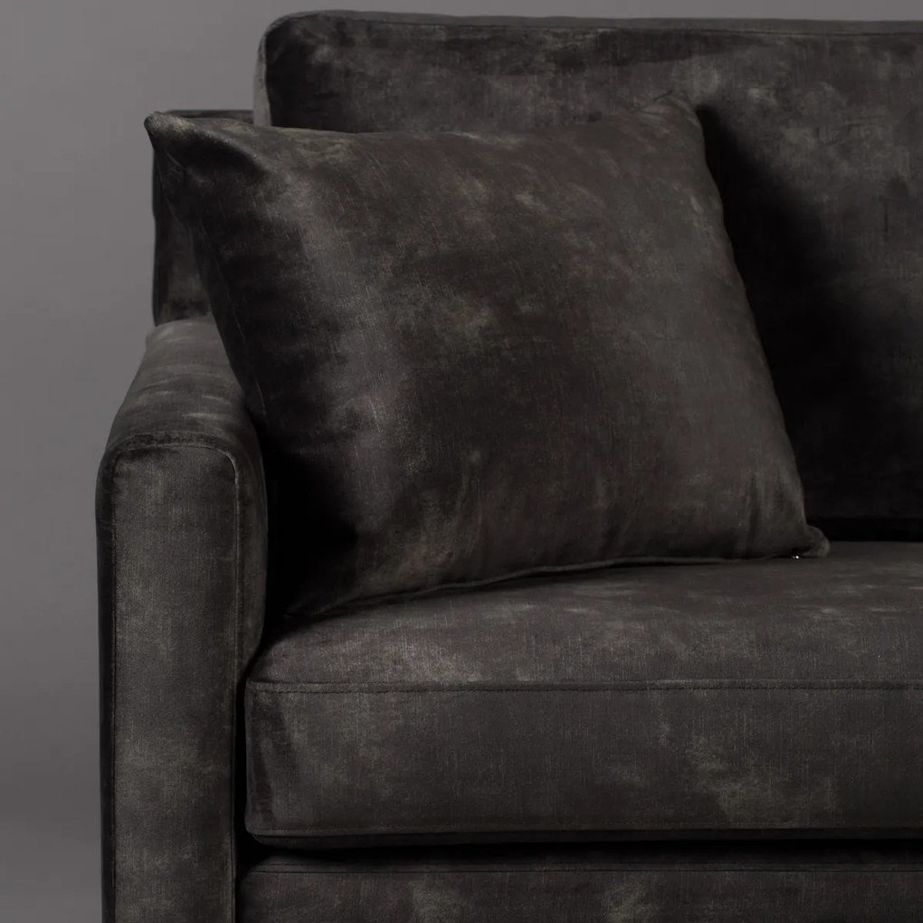 Dutchbone Houda Vintage Velvet 3-zits Bank Antraciet