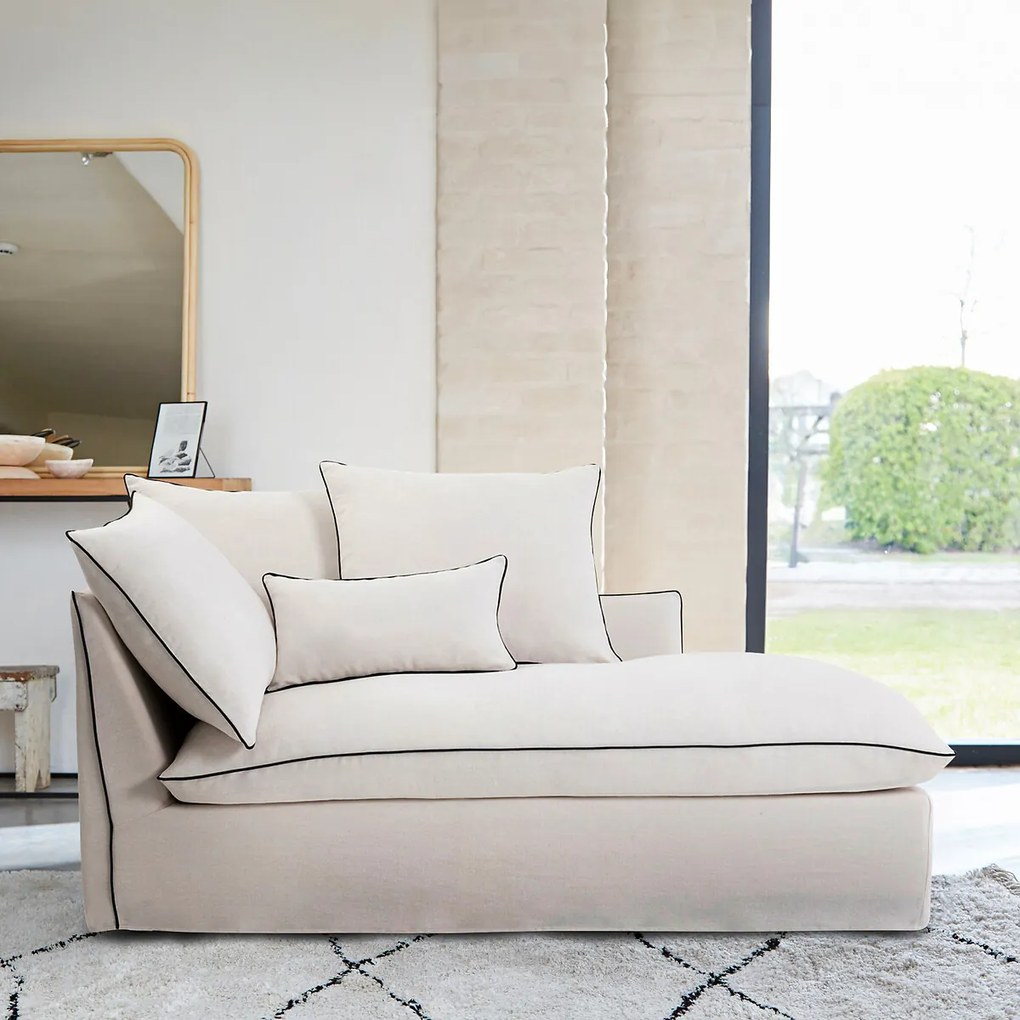Longchair, afneembare hoezen, in dik linnen, Odna