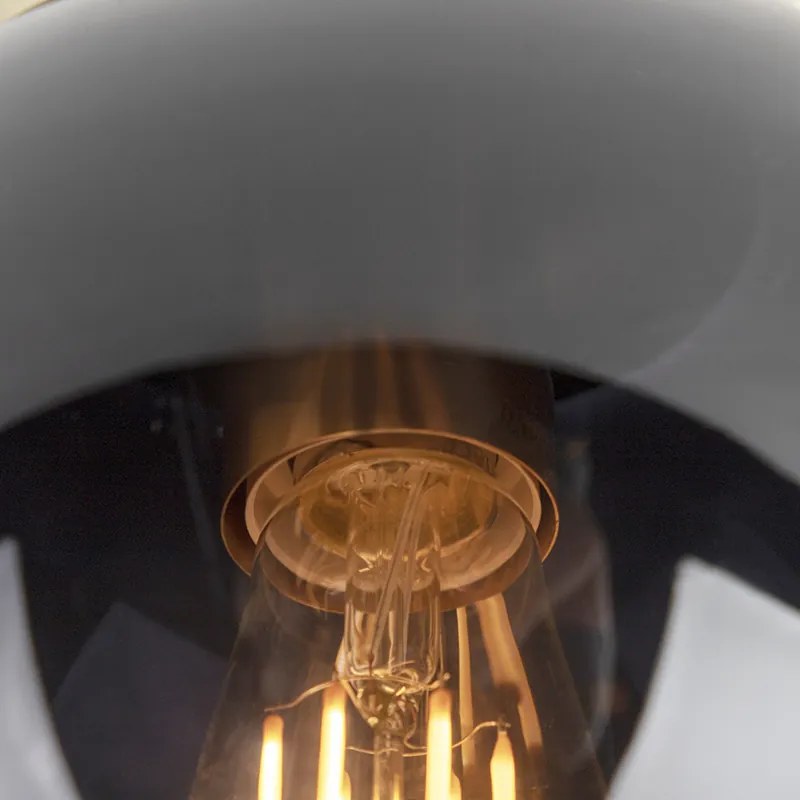 Art Deco plafondlamp messing met zwart glas - Pallon Art Deco E27 bol / globe / rond Binnenverlichting Lamp