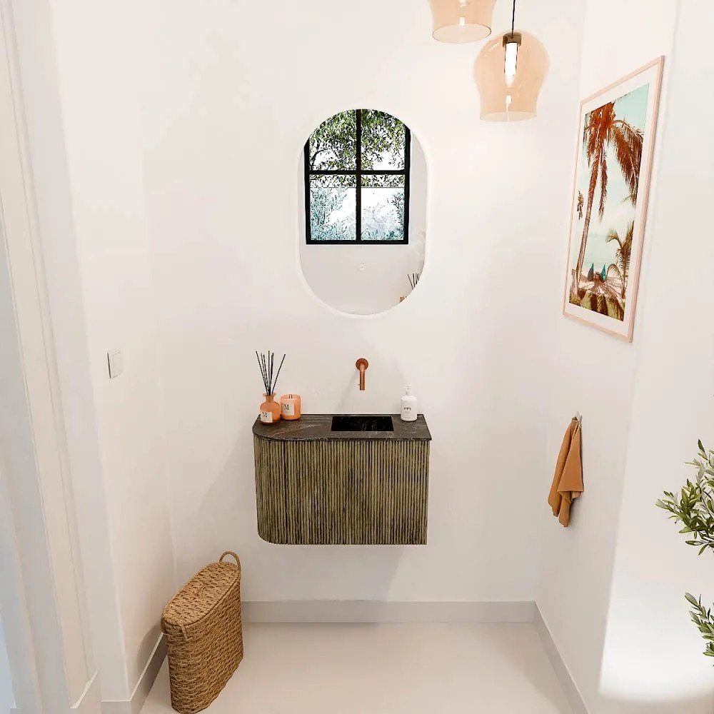 Mondiaz Joya DLux 60cm toiletmeubel ronding links dusk met wastafel faye rechts zonder kraangat lava