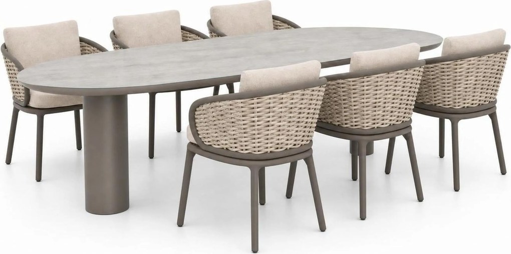 Tuinset 6 personen 240 cm Aluminium Taupe Apple Bee Pine