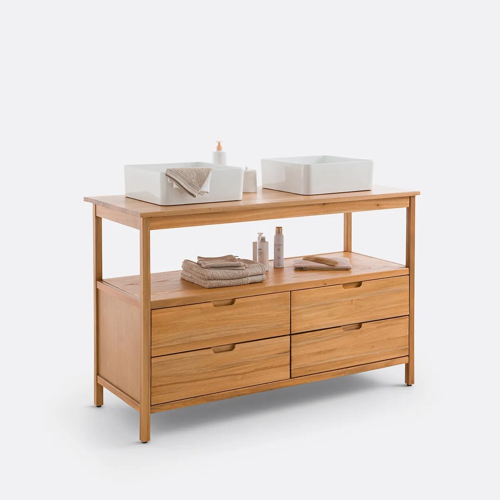 Acacia dubbel wastafelmeubel L130cm, Cheira