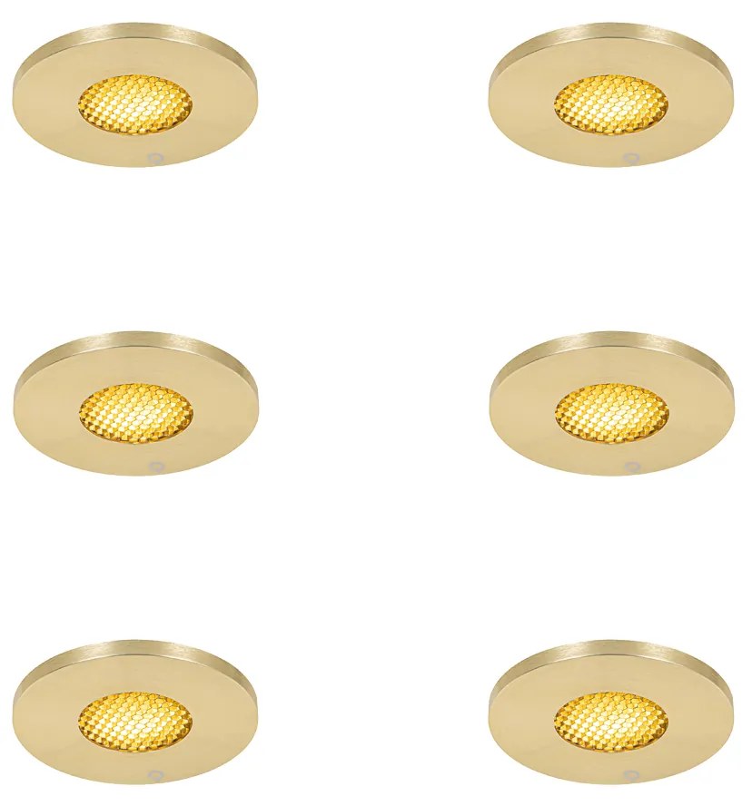 Set van 6 Moderne badkamer inbouwspot goud IP54 - Shed Honey GU10 IP54 Lamp