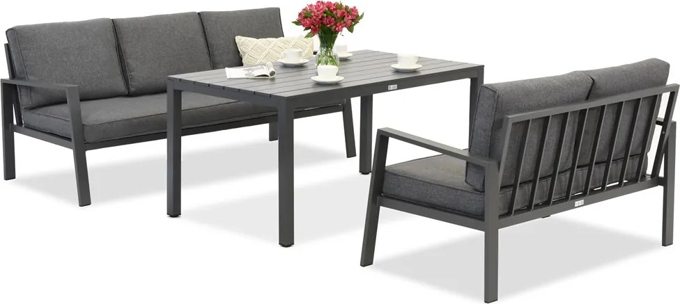Zakintos Apetito 5 aluminium set met banken antraciet Garden Point