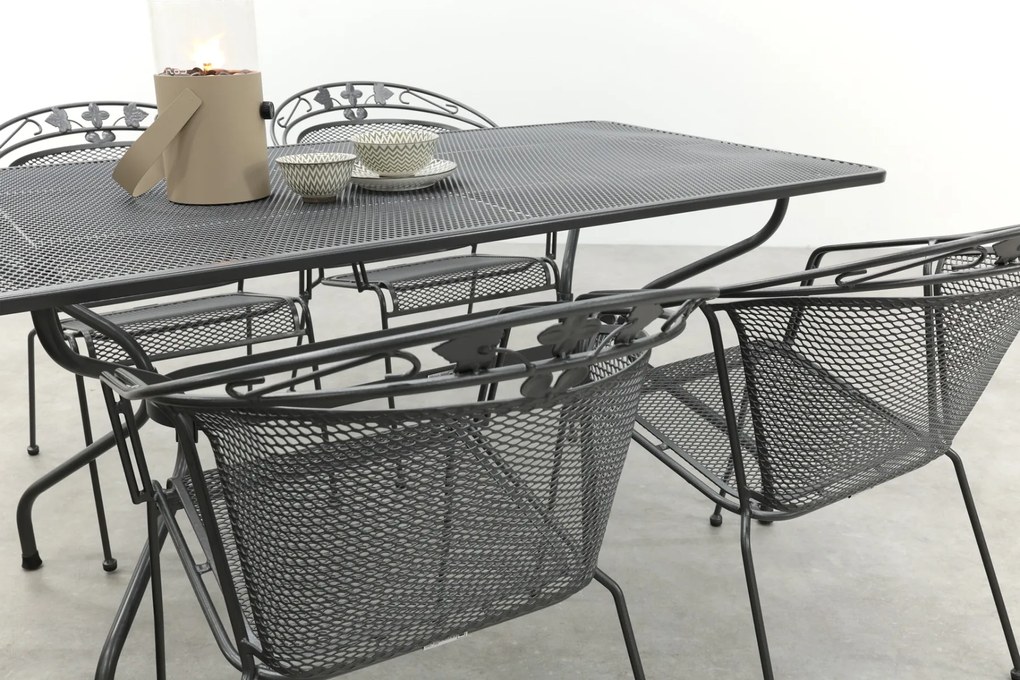 Royal Garden Elegance stapelbare tuinset strekmetaal 160x90 cm.