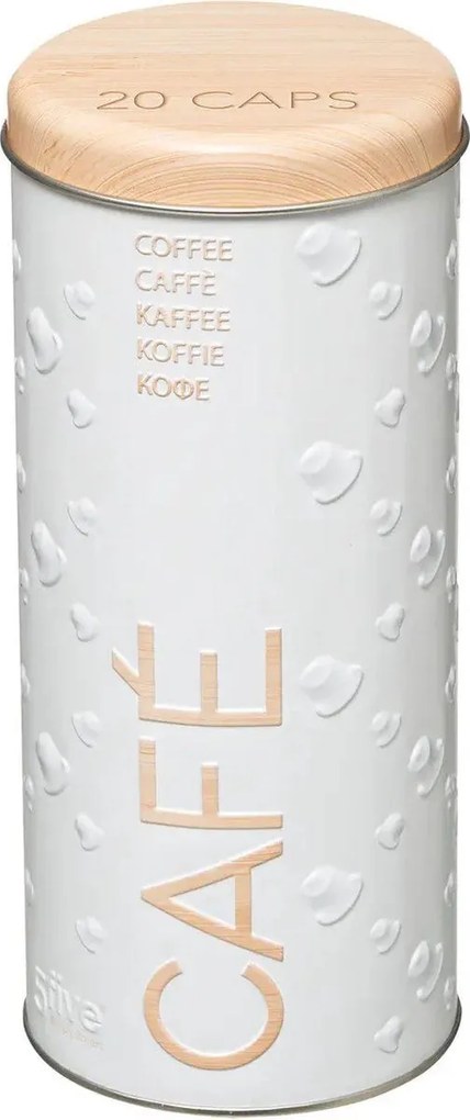 5Five Koffiepads Bewaarblik 18 x 8 cm– Luchtledig deksel – Ruimte voor 20 pads – Stevig&amp;stijlvol design