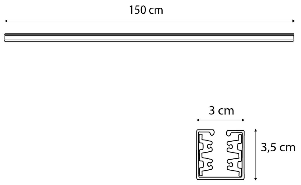 Moderne 3-fase rail wit 150cm - 3-Phase Modern Binnenverlichting Lamp