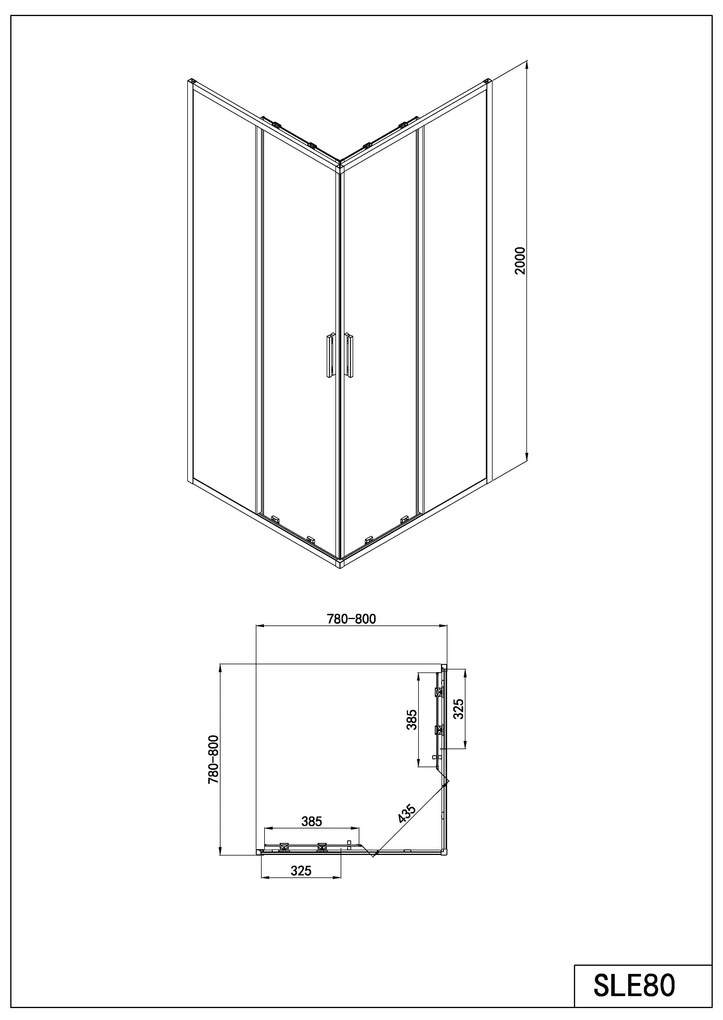 Badstuber Onda douchecabine 80x80cm chroom