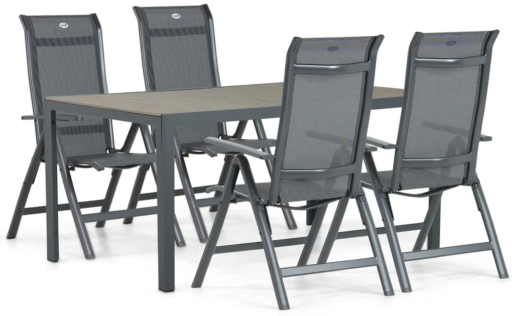Tuinset 4 personen 160 cm Aluminium/textileen Grijs Hartman Alice/Solare
