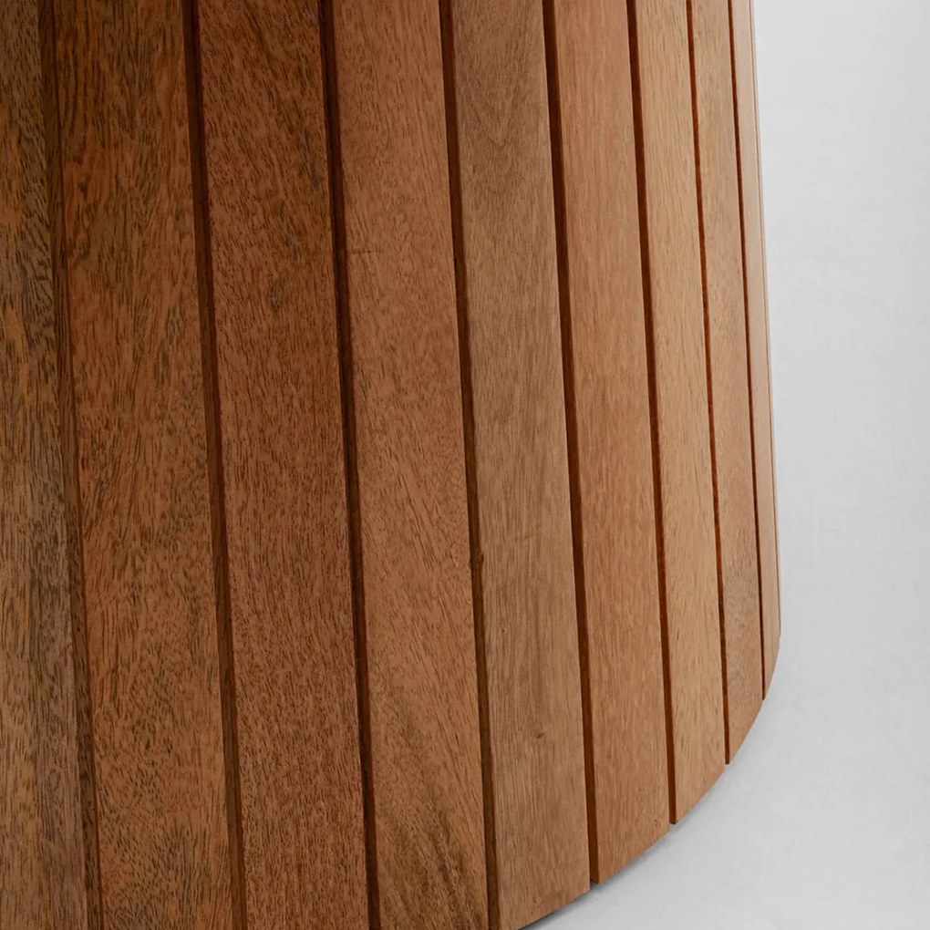 Ronde Eettafel Wit Marmer En Hout - 115 X 115cm.