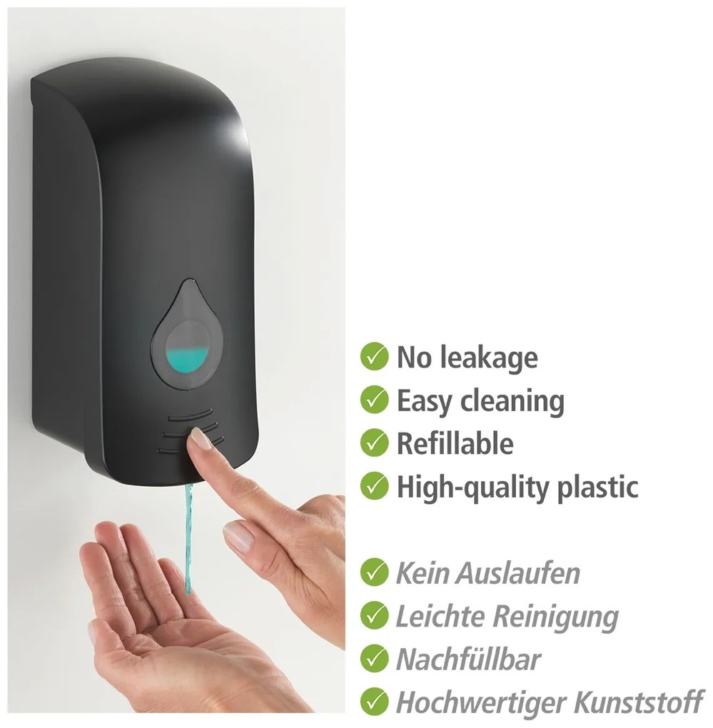 Wenko Ranera desinfectie & zeep wanddispenser 750 ml kunststof mat zwart