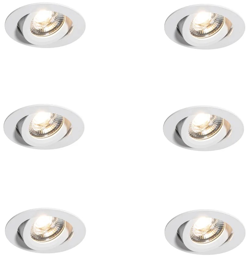 Set van 6 Moderne inbouwspots wit 8,2cm incl. LED IP54 ultra slim - Pupil Binnenverlichting Lamp