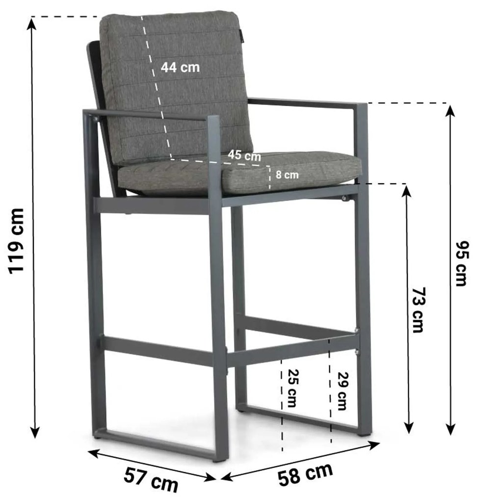 Barstoel Aluminium Grijs-antraciet Lifestyle Garden Furniture Nuno