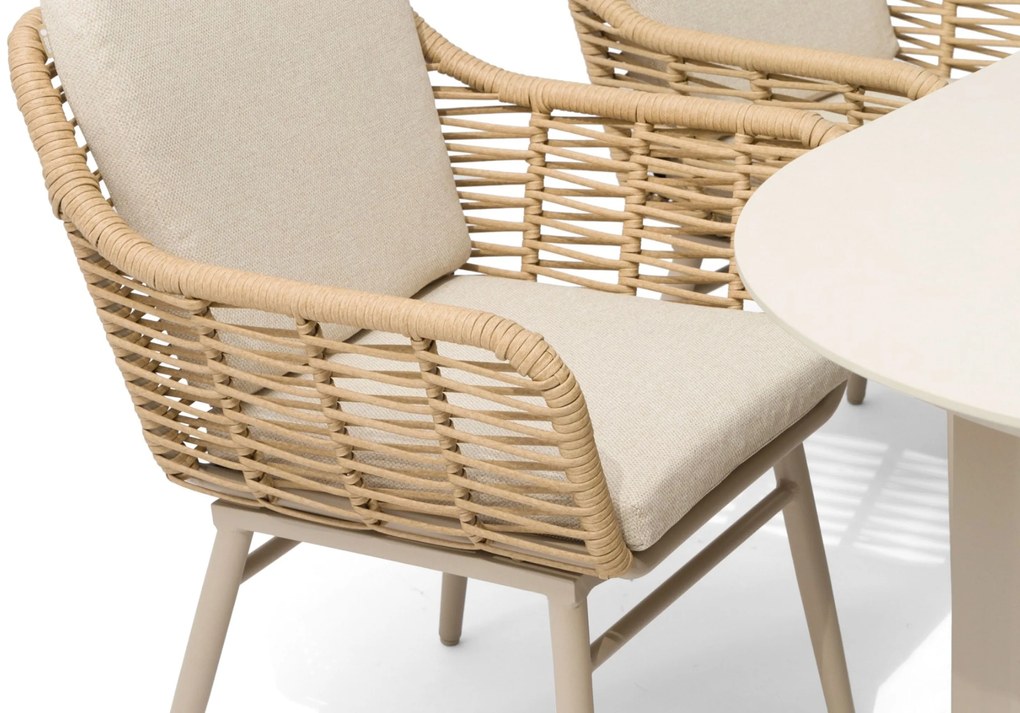 Tuinset Ronde Tuintafel 6 personen 180 cm Aluminium/wicker Taupe Coco Antoni/Fungo