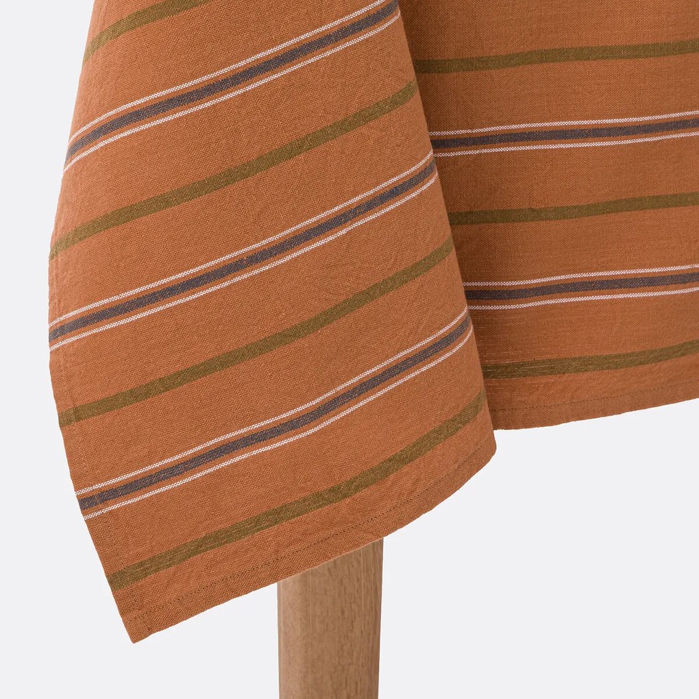 Gestreept tafelkleed in geverfd-geweven katoen, Hortense