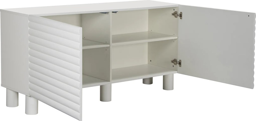 Mat Wit Dressoir Met Strepen 150 Cm - 150x40x75cm.