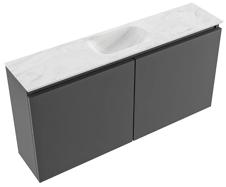 Mondiaz Ture DLux toiletmeubel 100cm dark grey met wastafel opalo midden met kraangat