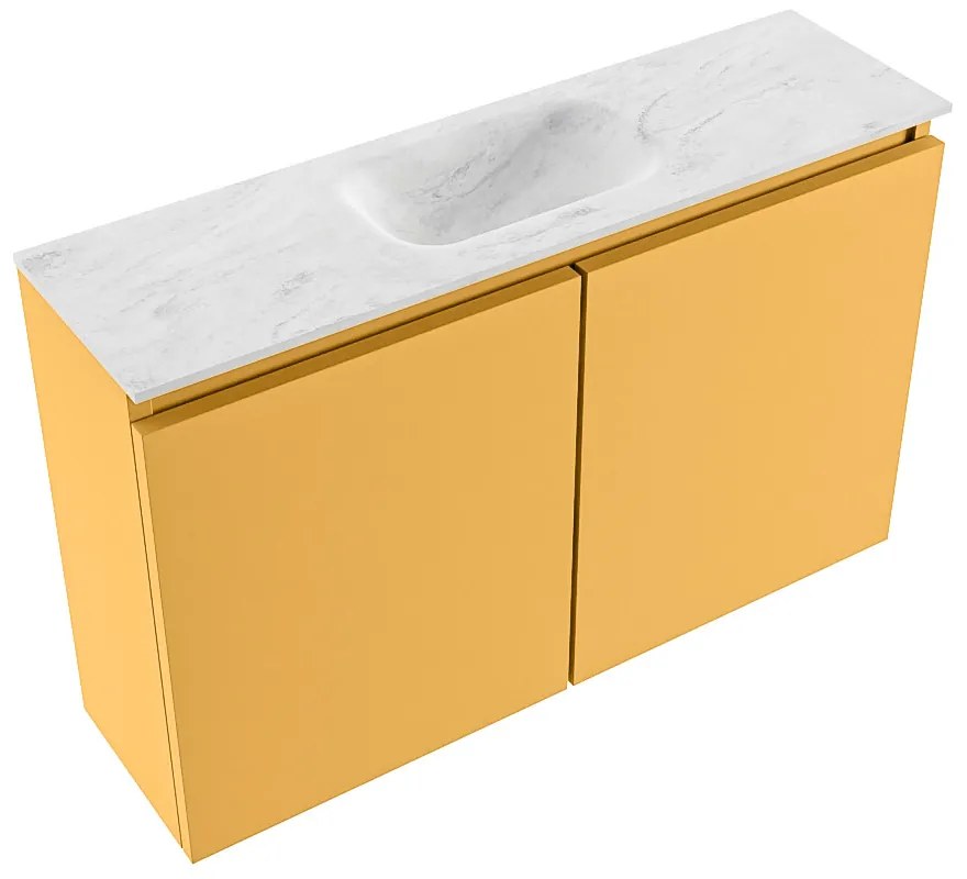 Mondiaz Ture DLux toiletmeubel 80cm ocher met wastafel opalo midden zonder kraangat