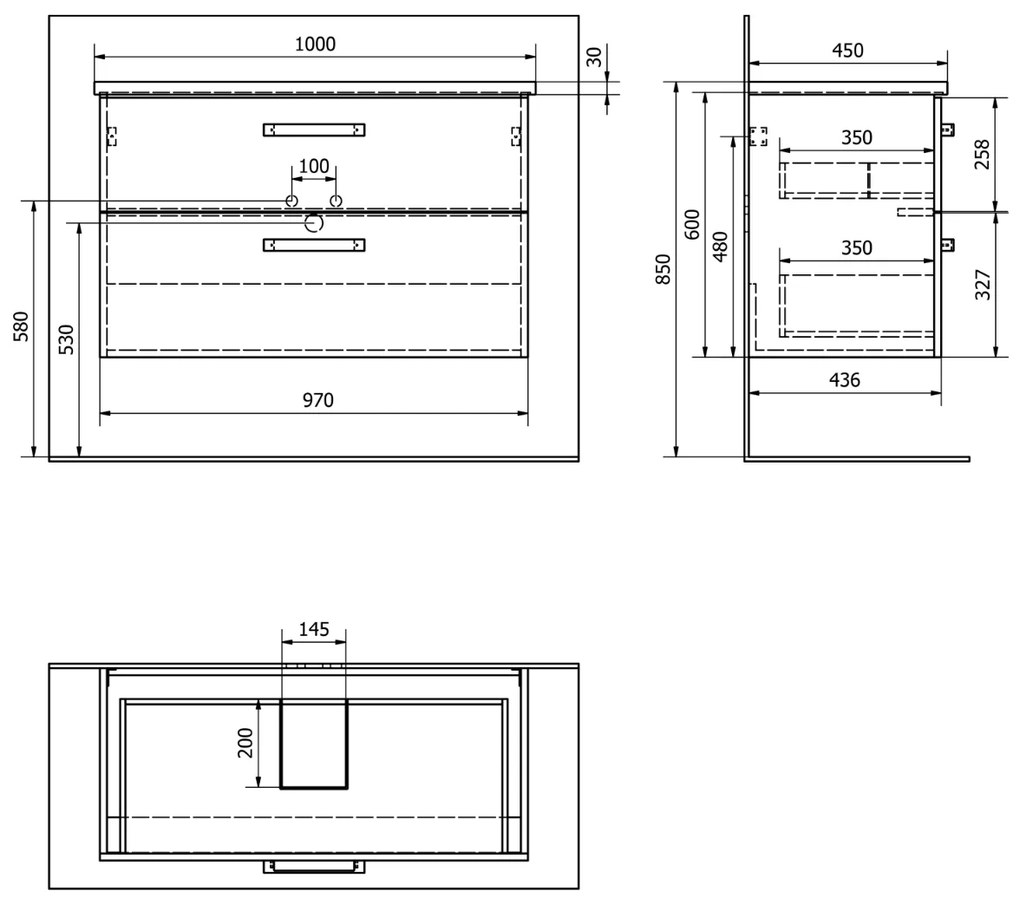 Aqualine Vega badkamermeubel met keramische wastafel 100cm wit