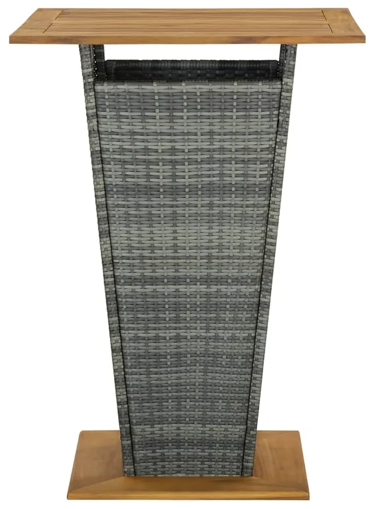 vidaXL Bartafel 80x80x110 cm poly rattan en massief acaciahout grijs