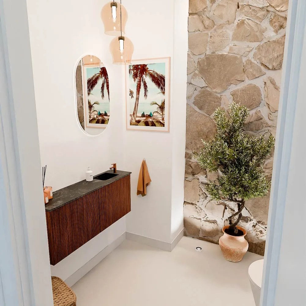 Mondiaz Joya DLux 100cm toiletmeubel ruby met wastafel faye rechts 1 kraangat lava