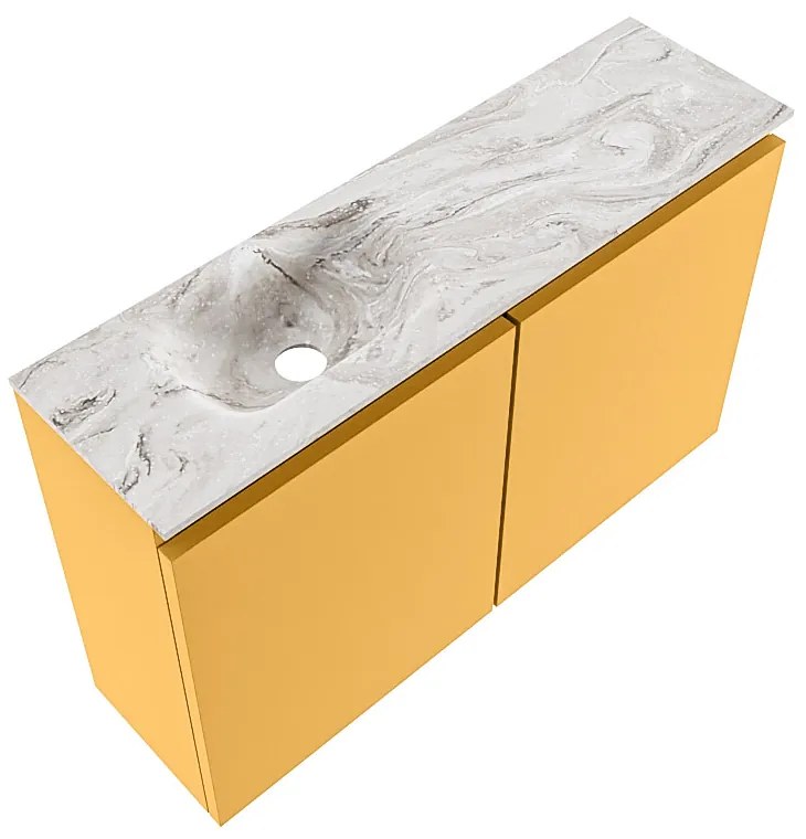 Mondiaz Ture DLux toiletmeubel 80cm ocher met wastafel glace links zonder kraangat