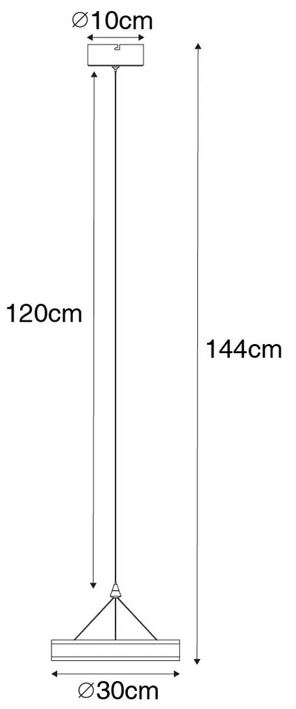 Hanglamp messing 30 cm incl. LED 3-staps dimbaar - Lyani