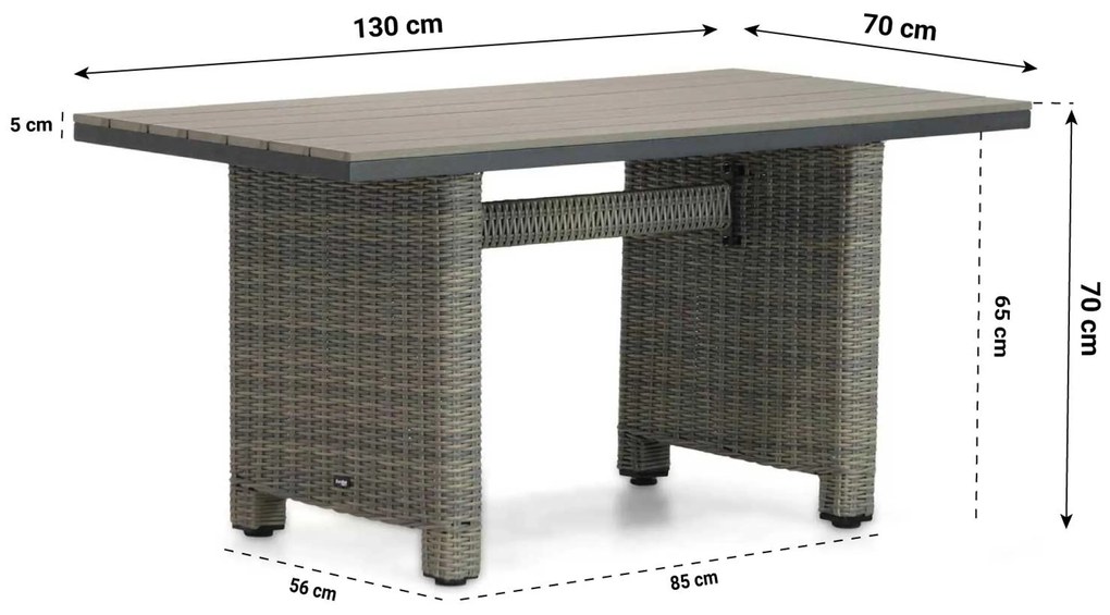 Dining Loungeset 4 personen Wicker Taupe Garden Collections Toronto/Lusso