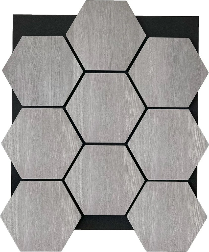 Hexagon Panel Grijs Walnoot 81CM | Akoestisch | Wanddecor | Zeshoekig