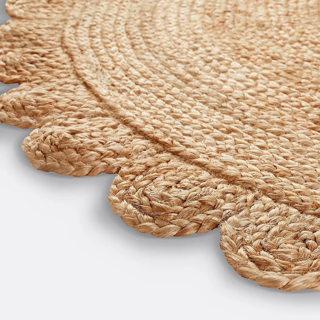 Rond vloerkleed in jute, bloemvorm, Aftas