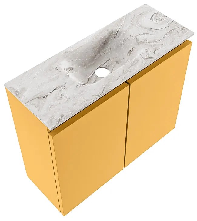 Mondiaz Ture DLux toiletmeubel 60cm ocher met wastafel glace midden zonder kraangat