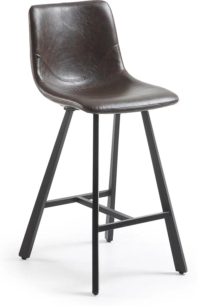 Kave Home Barstoel 'Trap' (zithoogte 61cm), kleur donkerbruin