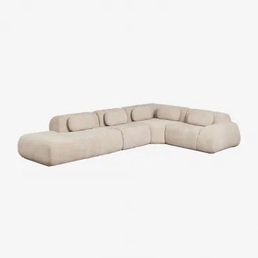 4-delige Modulaire Hoekbank Met Linker Divan In Vacuüm Verpakte Chenille Mérida Chenille Dik Tapiocabeige - Sklum