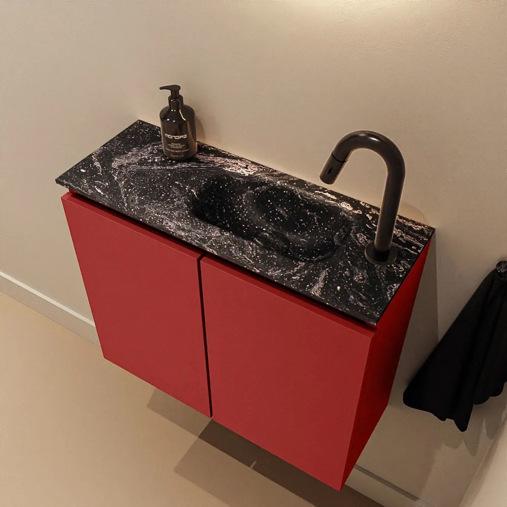 Mondiaz Ture DLux toiletmeubel 60cm fire met wastafel lava rechts met kraangat