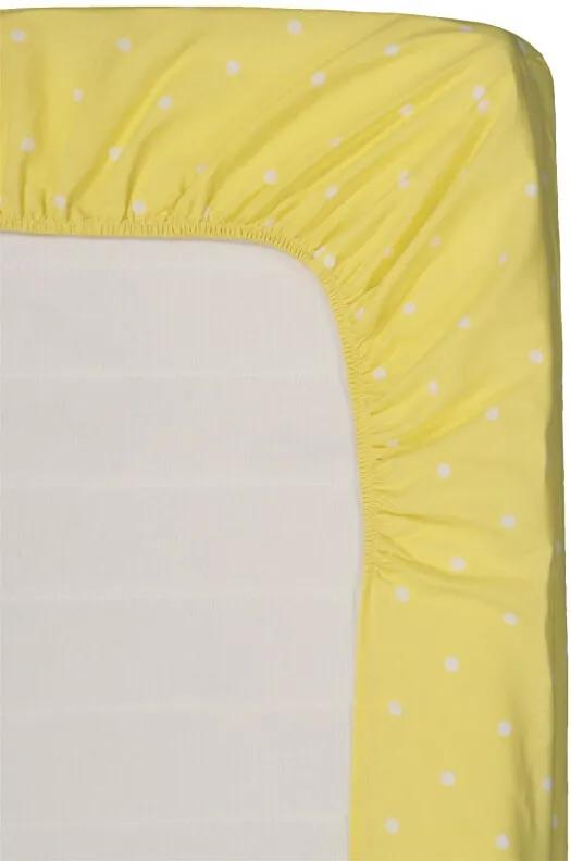 Hoeslaken - Zacht Katoen - 180 X 200 - Geel Stip (geel)