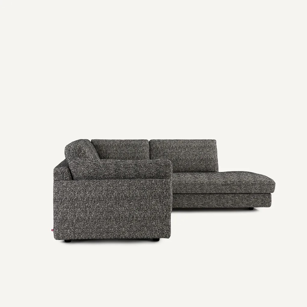 Omvormbare hoekbank met longchair, bouclettestof, César