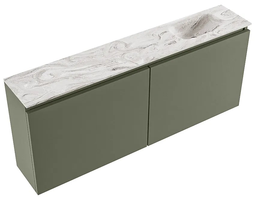 Mondiaz Ture DLux toiletmeubel 120cm army met wastafel glace rechts met kraangat