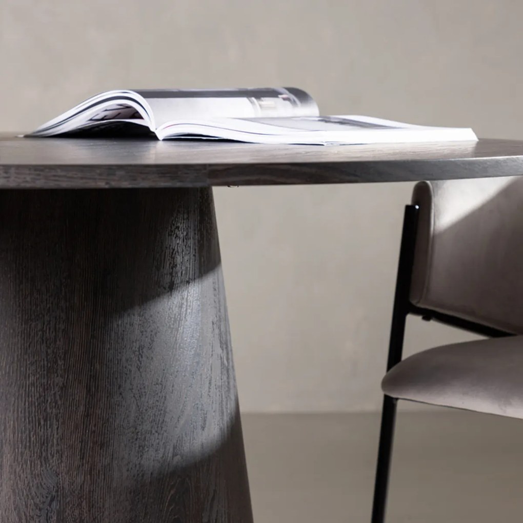 Ronde Eettafel Met Ronde Voet Donkerbruin - 120 X 120cm.