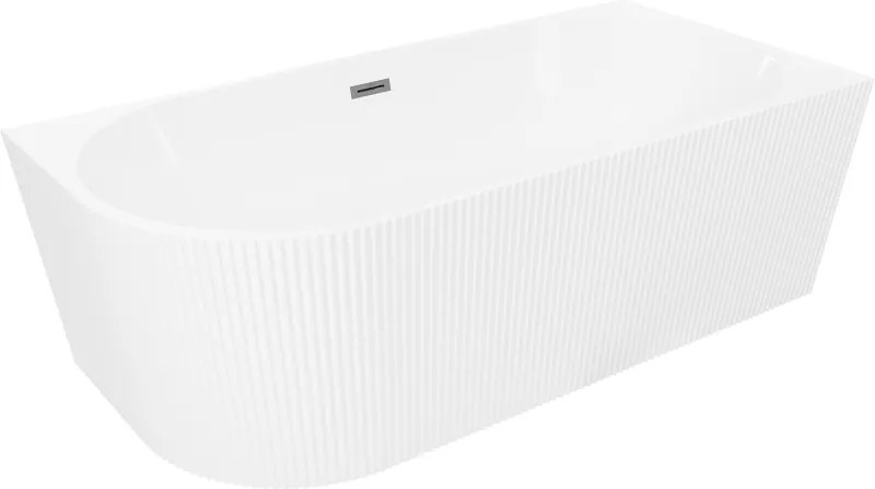 Mexen Silo vrijstaande hoekbadkuip rechts gegroefd 170 x 80 cm, wit, overloop gun metal - 52891708000P-95