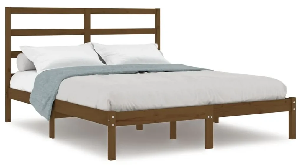 vidaXL Bedframe massief hout honingbruin 135x190 cm 4FT6 Double