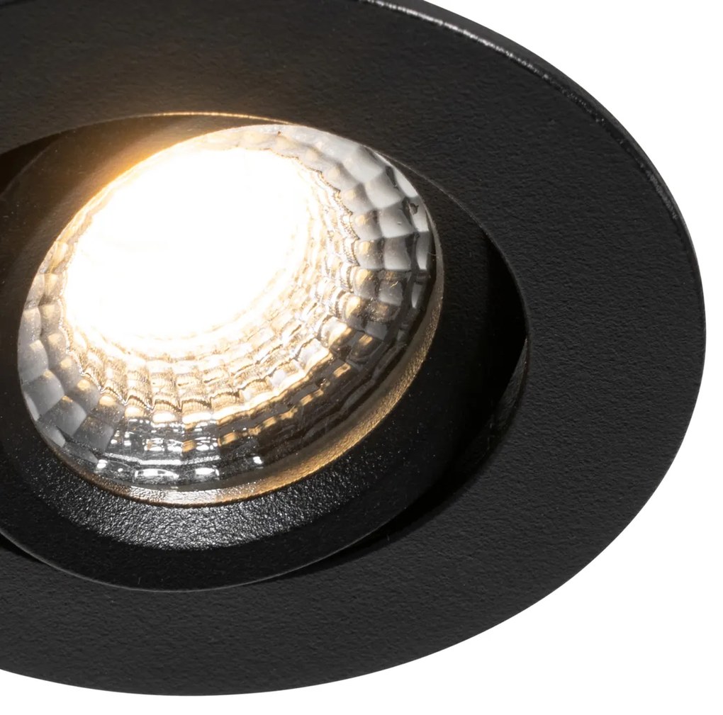 Set van 6 inbouwspots zwart kantelbaar 6,5cm incl. LED IP54 ultra slim - Pupil Binnenverlichting Lamp