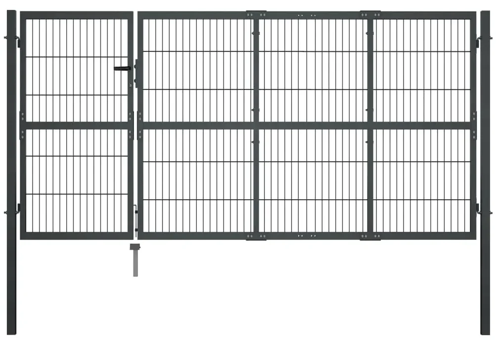 vidaXL Poort met palen 350x120 cm staal antraciet