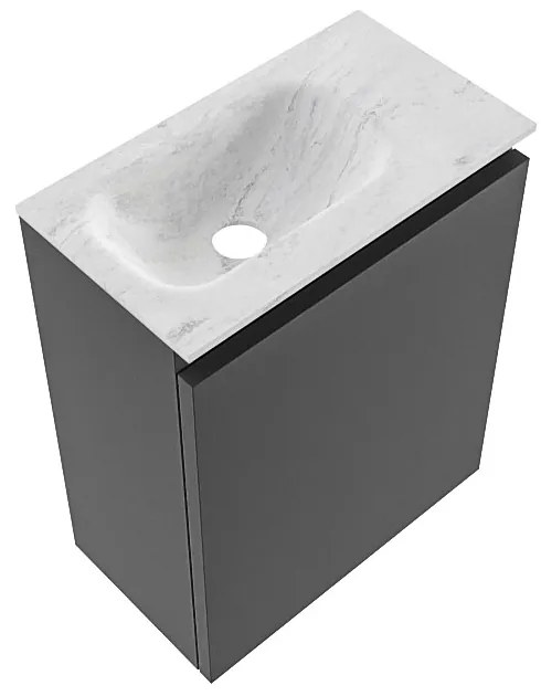 Mondiaz Ture DLux toiletmeubel 40cm dark grey met wastafel opalo links zonder kraangat