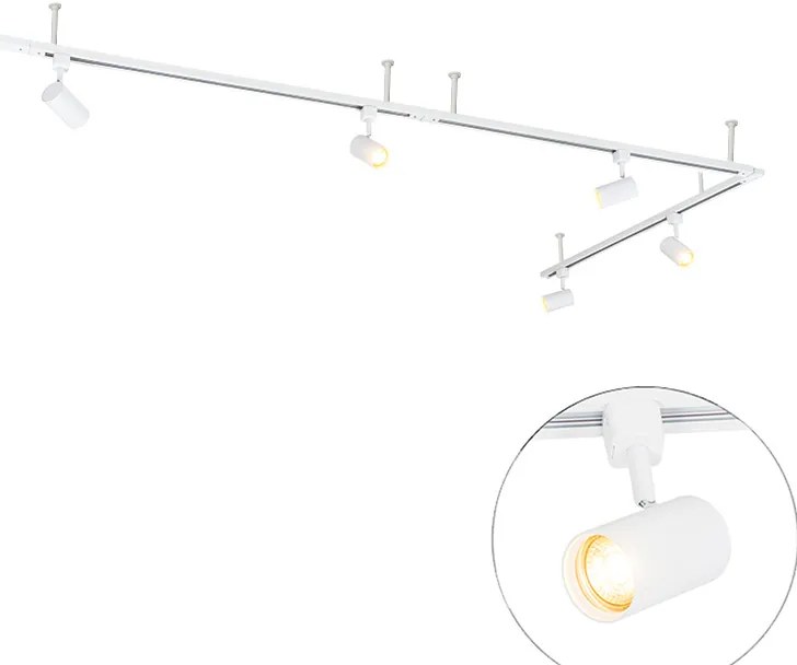 Modern hangend railsysteem met 5 Spot / Opbouwspot / Plafondspots wit 1-fase - Iconic Jeana GU10 Scandinavisch rond Binnenverlichting Lamp