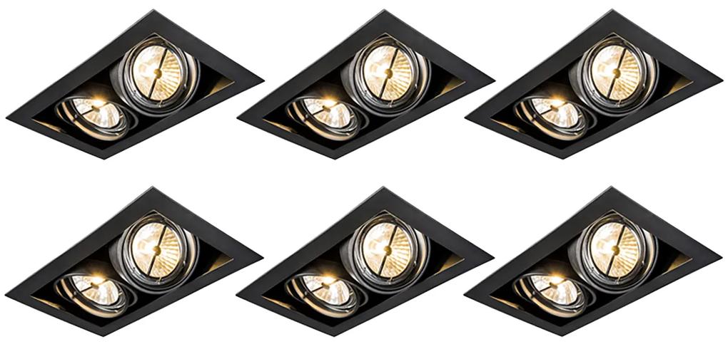 Set van 6 Grote Inbouwspots zwart AR111 verstelbaar 2-lichts - Oneon Design, Modern QR111 / AR111 / G53 Binnenverlichting Lamp