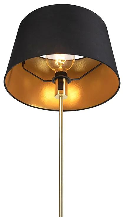 Vloerlamp goud/messing met zwarte kap 35 cm verstelbaar - Parte Klassiek / Antiek E27 cilinder / rond rond Binnenverlichting Lamp