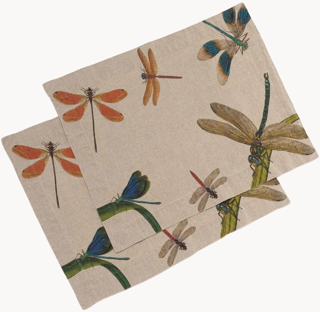 Placemats Lakeside Dragonflies van linnen, 2-delig