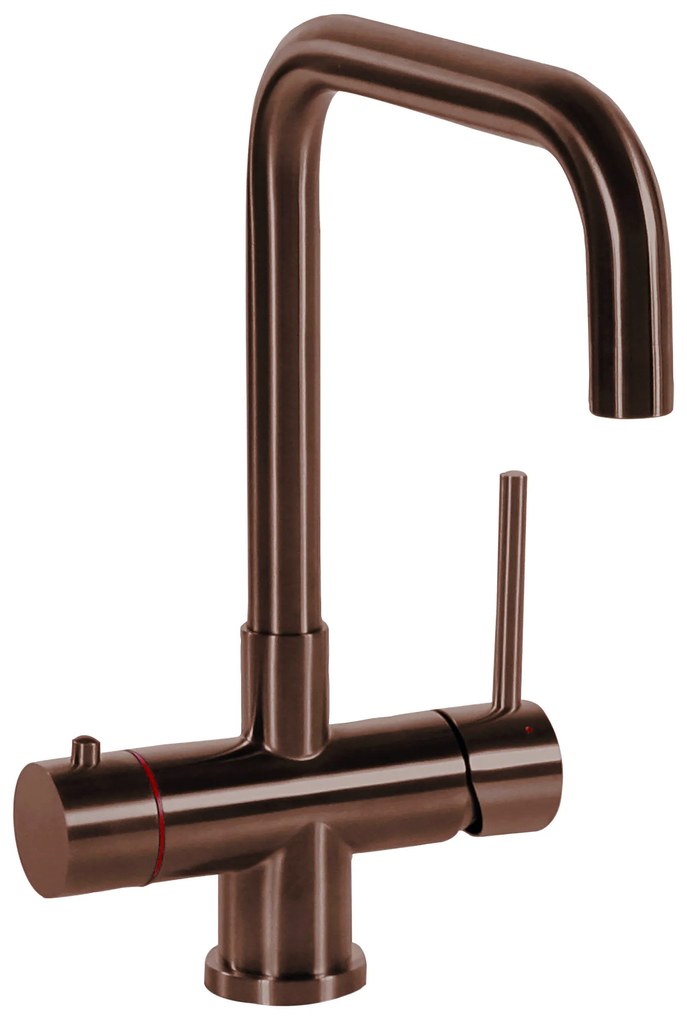 Selsiuz Inox kokend water kraan met combi extra boiler en U-uitloopkraan copper