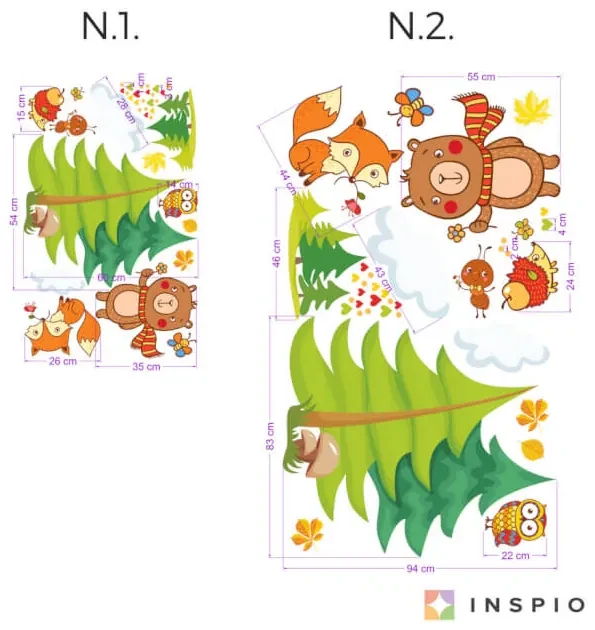 INSPIO Muursticker - Dieren in het bos