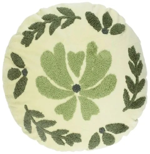 Velours kussen, bio-katoen, rond, Ø 40 cm, groen
